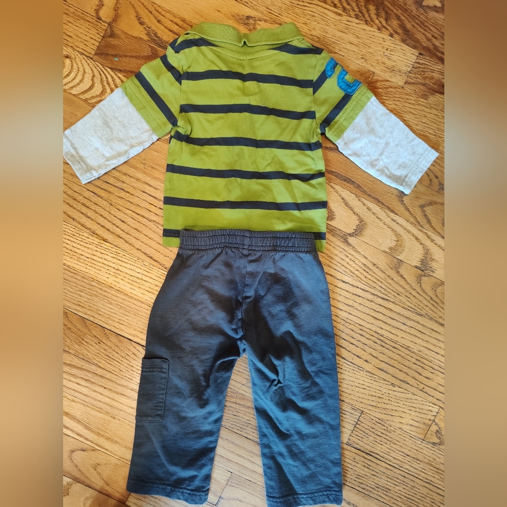 Carters 12 Mo. Striped Green and Grey Outfit - Picture 3 of 5
